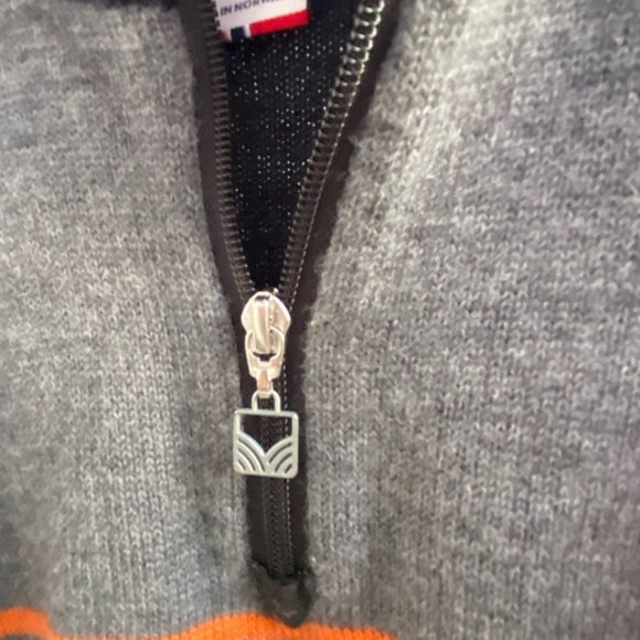 EUC Dale of Norway - LAHTI Mens wool zip-up sweater, dark grey & orange, size M - Picture 6 of 11